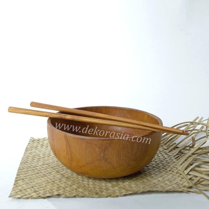 Teak Wood Round Bowl Dish Serving Dessert Diameter 5.7 inches - Kitchen Tools | Free Shipping